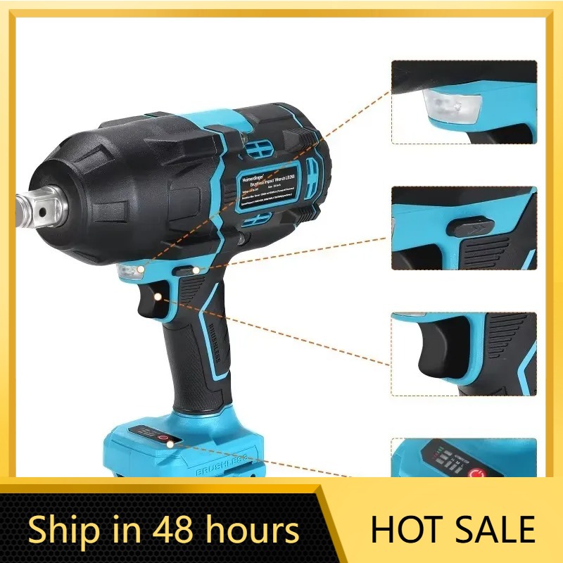 Power Tools Cordless - ハイマーディンガー 1600N コードレス ブラシレス インパクトレンチ LB268、LEDライト付きコードレス電動工具、3スピード、高トルク、なし