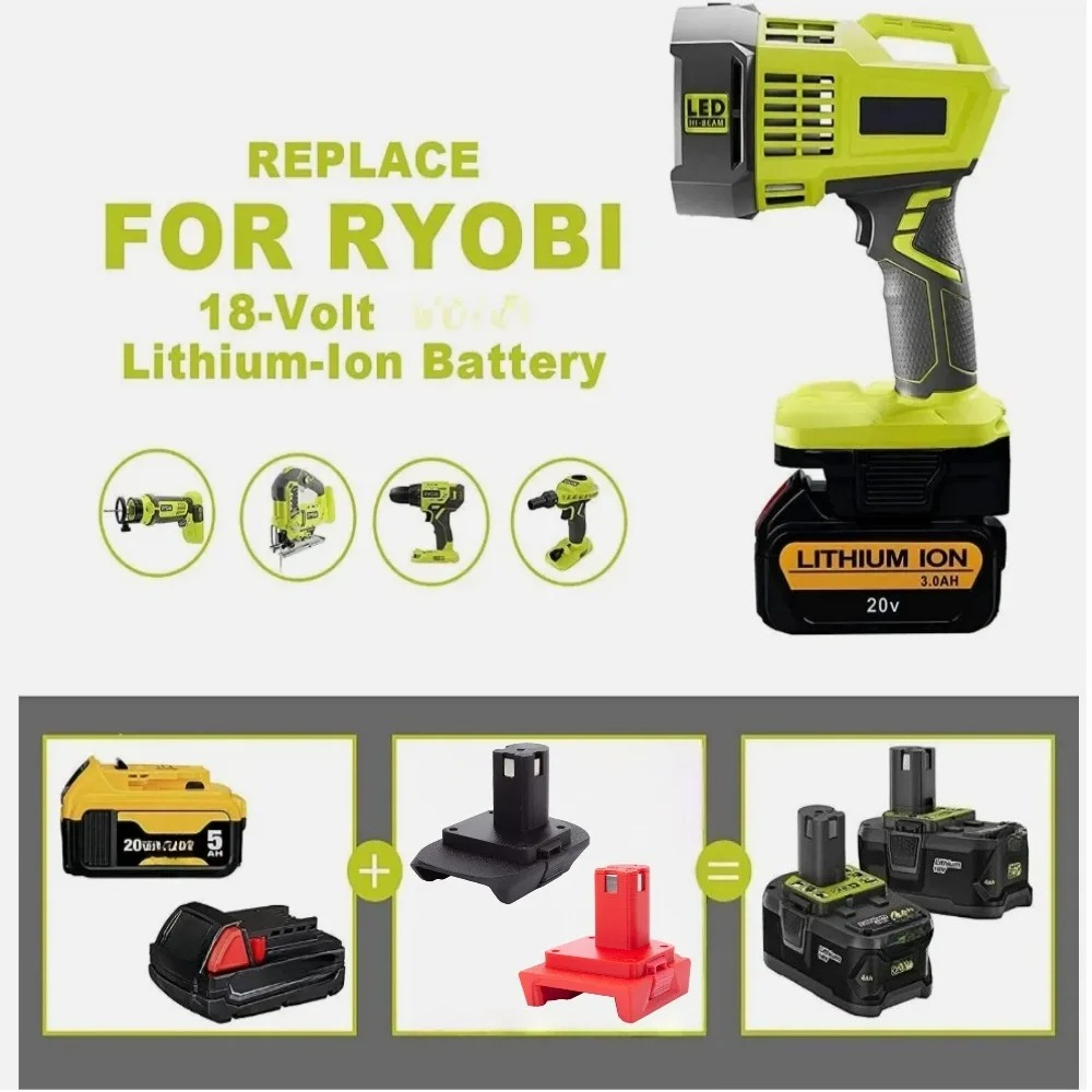 Power Tools Ryobi - DEWALT用バッテリーアダプター ミルウォーキー18Vリチウムイオンバッテリー用 リョービ18V ONE+ツール18Vパワードリル用（アダプターのみ）