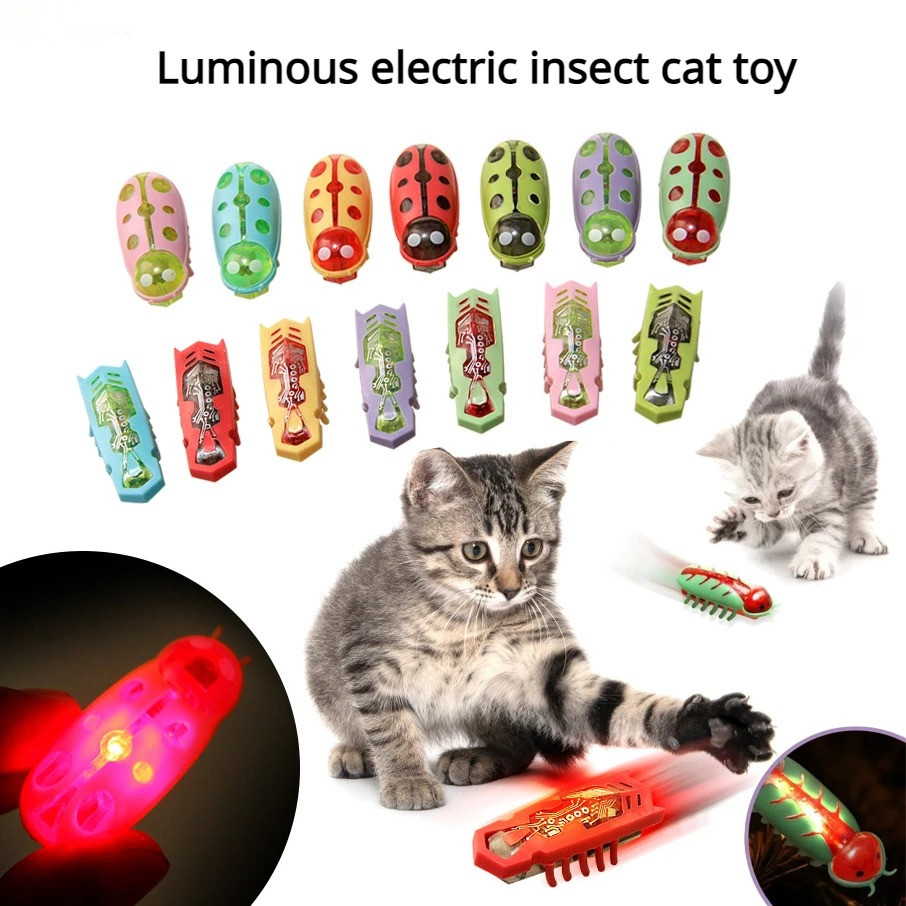 Power Tools Cat - 猫のおもちゃ 光る電動ワーム ペットインタラクティブパズル マウスビートル 障害物を避ける自動反転機能付き 猫をからかうペットおもちゃ