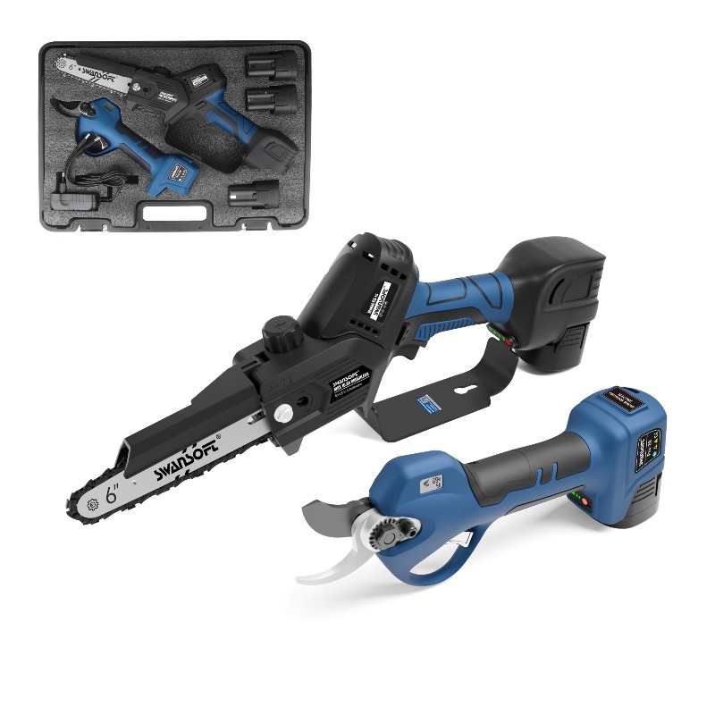 Power Tools Kits - 【ベストセラー】コードレスブラシレス電動剪定鋏とチェーンソーのコンボキット 2-in-1 電動工具セット 庭木の枝用