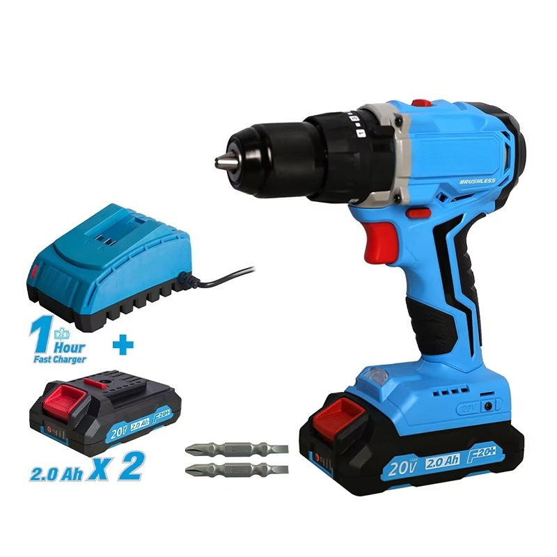 Power Tools Kits - 20Vコードレスブラシレスドリルパワーツールセット、リチウムイオンインパクトドリルドライバー、バッテリーキット付きコンボ