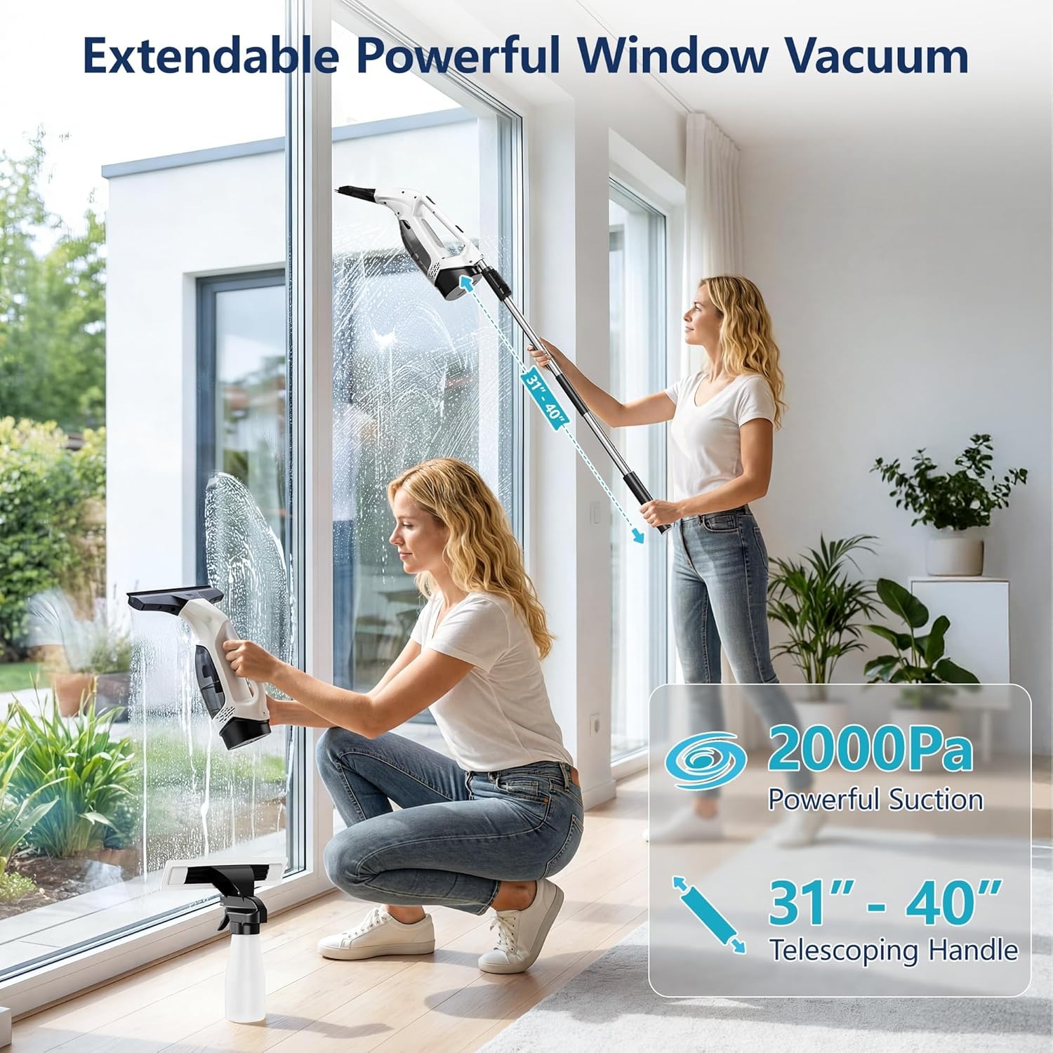 2000Pa ハンドヘルド窓掃除機コードレス電動ガラスクリー - Power Tools Kits のレビューと価格