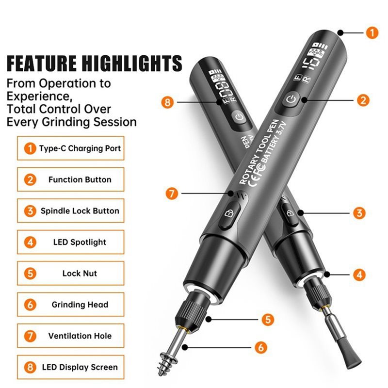 FYBL-ワイヤレス電動ミニグラインダー 3.7V 1000 - Power Tools Sheets のレビューと価格