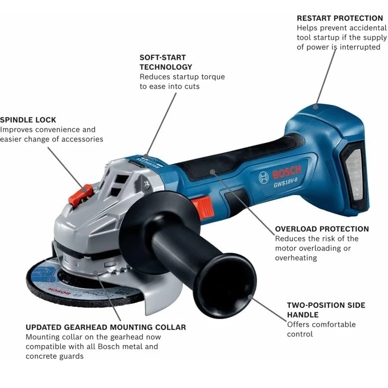 BOSCH GWS18V-8 18V ブラシレス標準アングル - Power Tools Cordless のレビューと価格